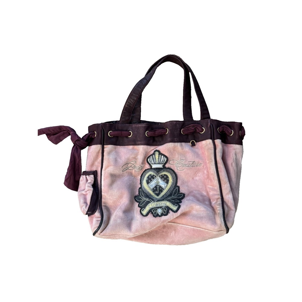 Juicy Couture Daydreamer Women's Bag Pink Velour Inner Zip Double Handle‎ Tote